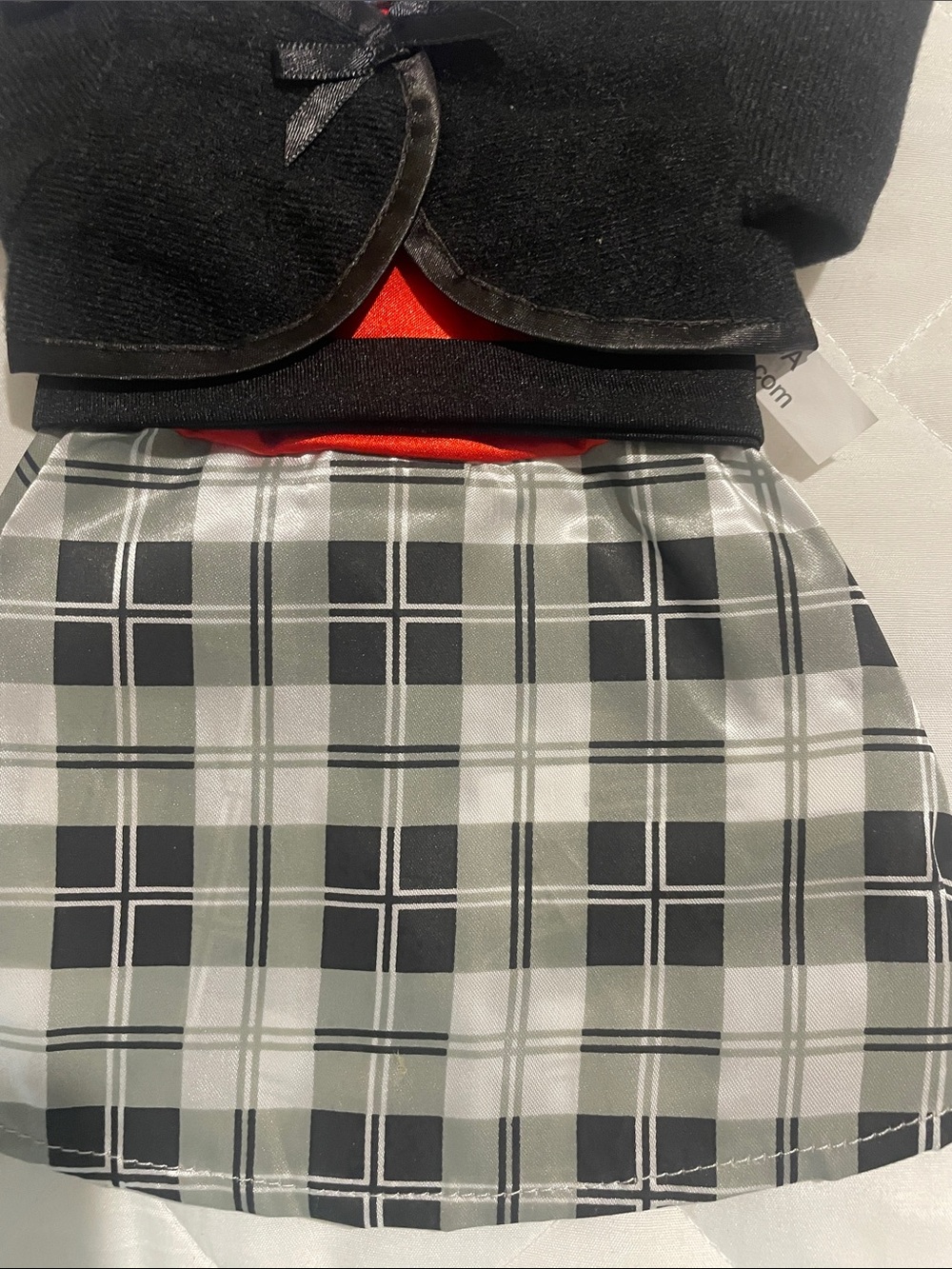 Black & Gray Plaid Mini Skirt with Red Accent 18”Doll